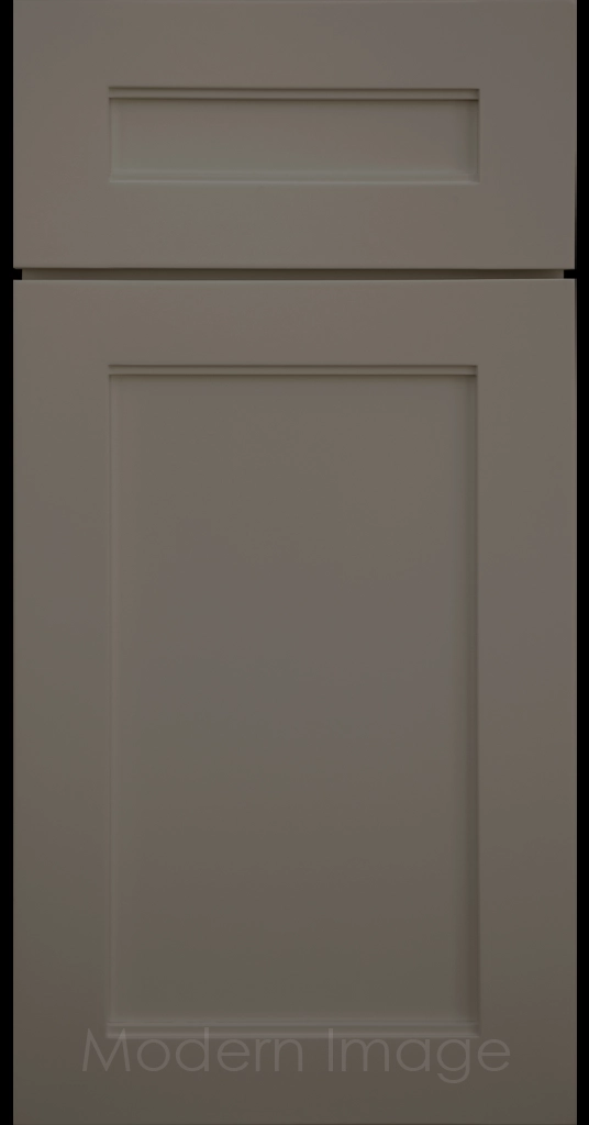 Destin shaker cabinet in Wind matte featuring ledge detail and vertical joints around a recessed center panel.